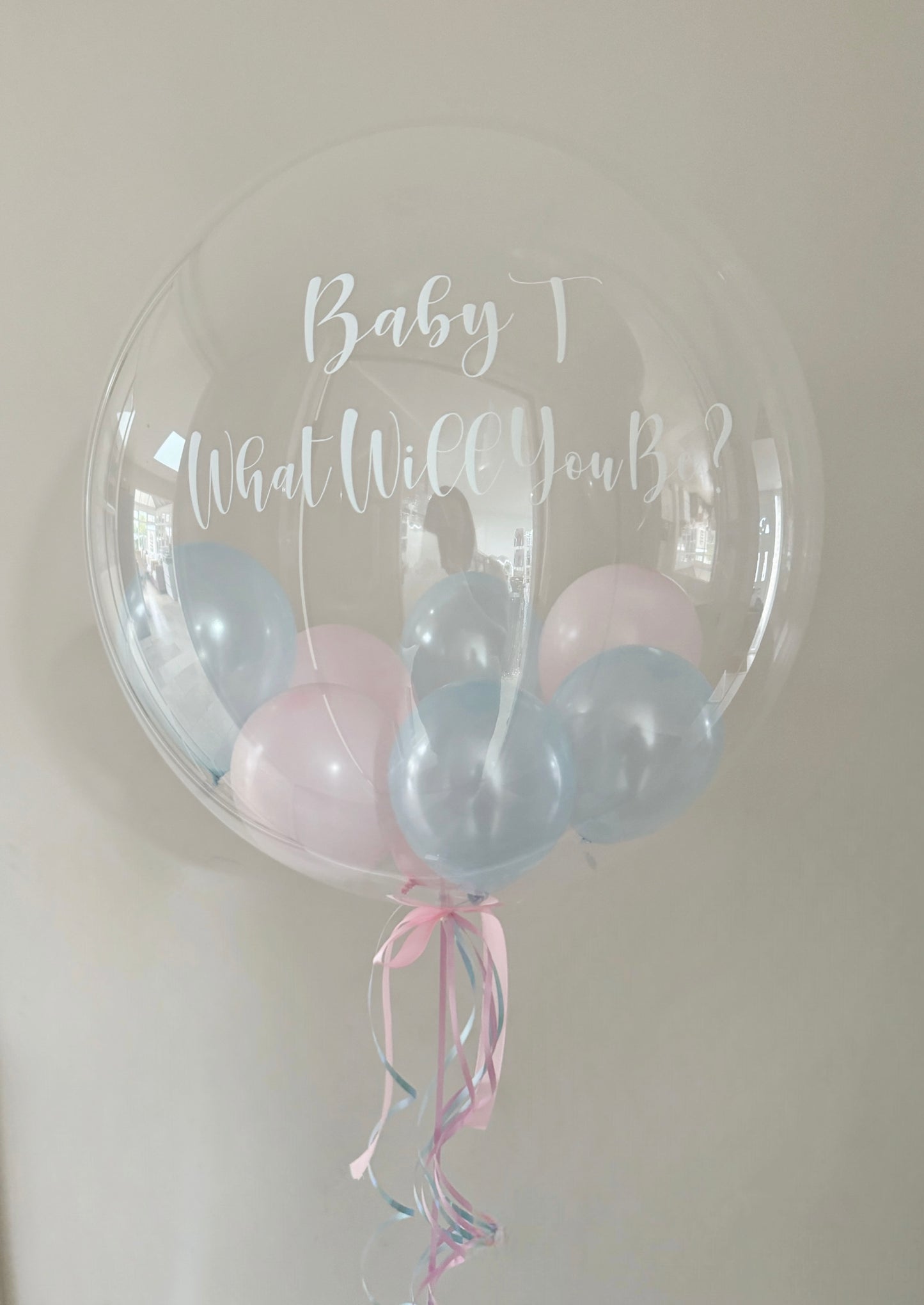 Gender Reveal Bubble Balloon filled with mini balloons