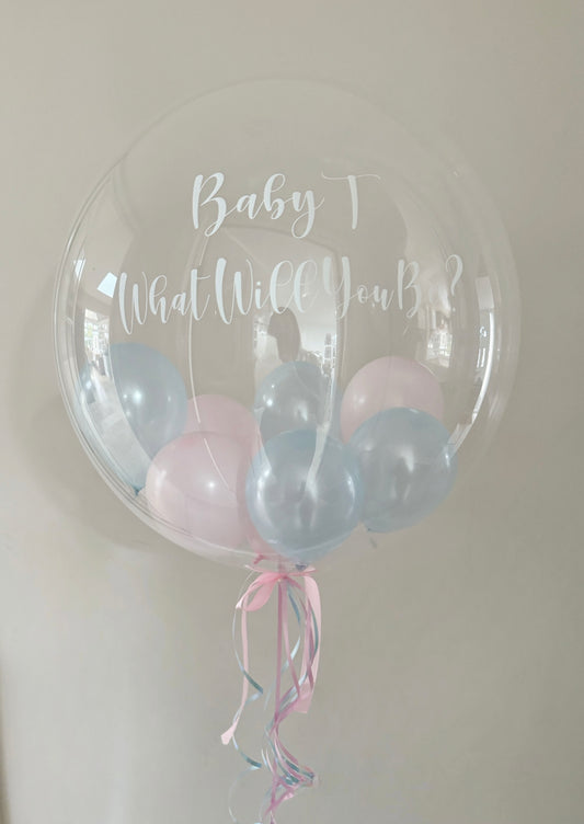 Gender Reveal Bubble Balloon filled with mini balloons