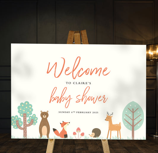 Forest Animals - Baby Shower Welcome Sign