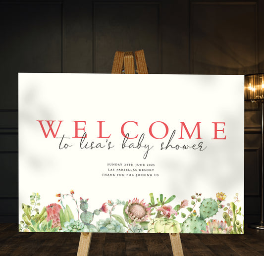 Succulents - Baby Shower Welcome Sign