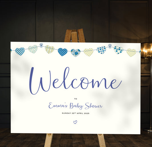 Blue Bunting - Baby Shower Welcome Sign